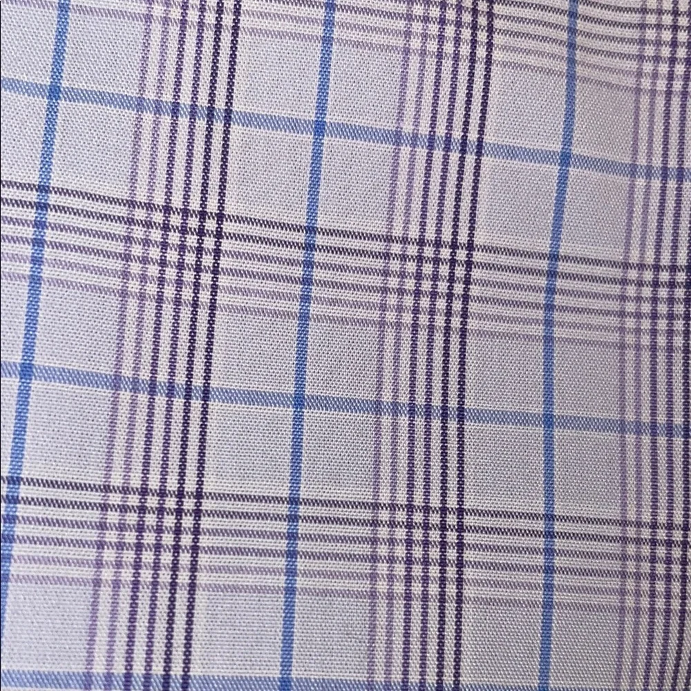 Men's Purple Plaid Shirt slim fit career shirt size small 100% cotton spring